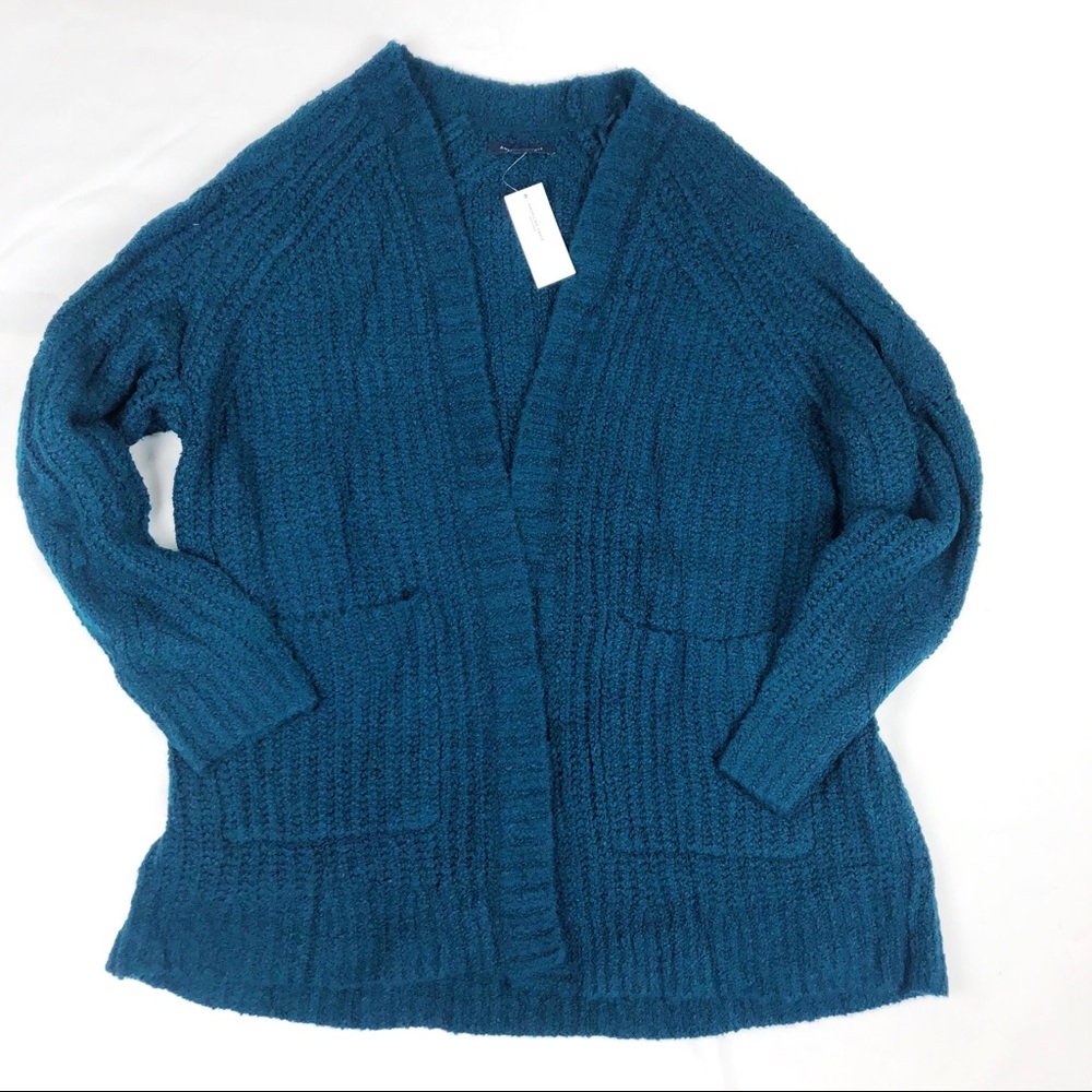 Teal America Eagle Super Soft Cable Knit Sweater
